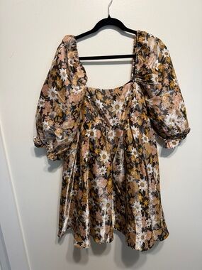 Storia Babydoll Multicolored Floral Mini  Coquette Dress SZ M
